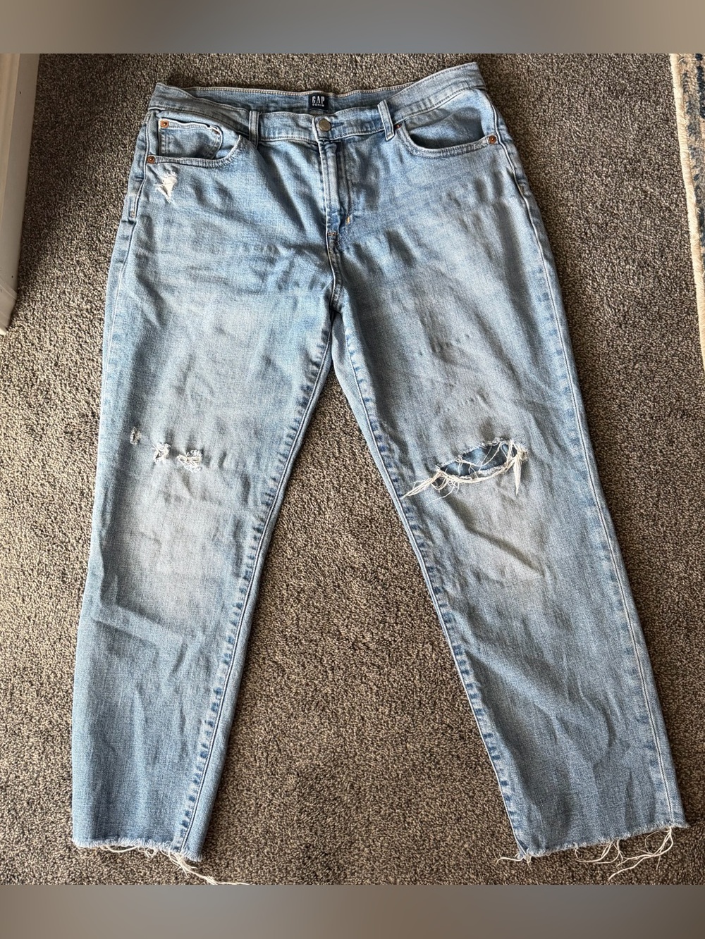 GAP Patched Distressed Girlfriend Jeans